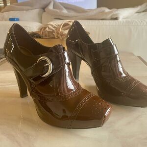 Antonio Melani Ombré Brown Patent Leather Dress Booties